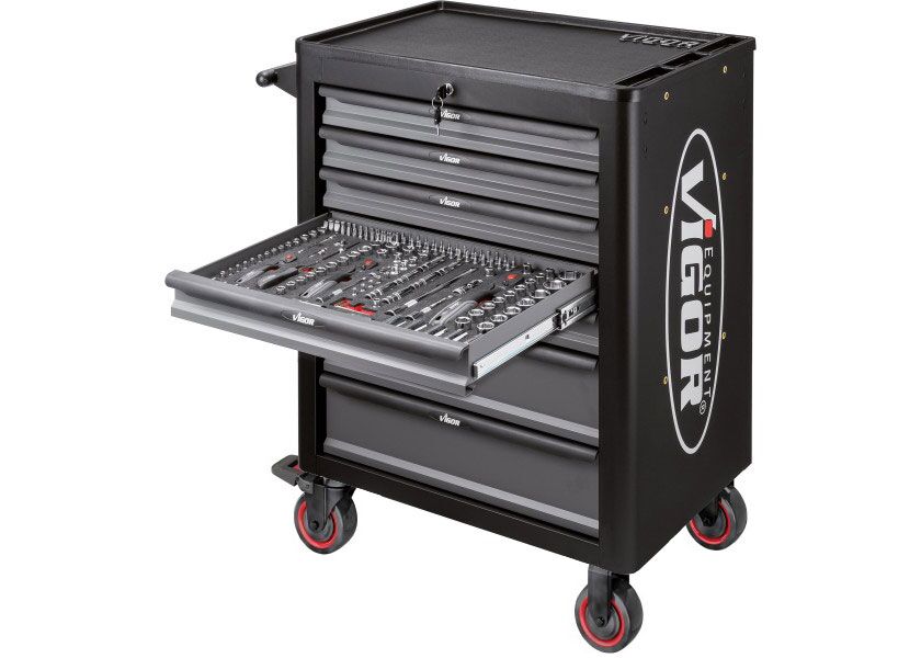 Dílenský vozík s profesionálním nářadím 262 ks VIGOR - V4219