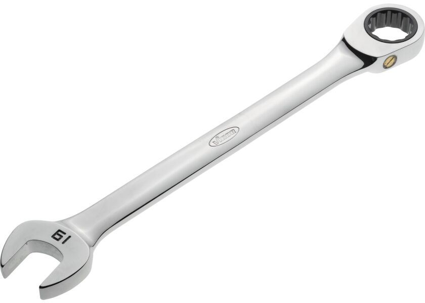 Ráčnový očkoplochý klíč,  SW 19 mm, dlouhé provedení VIGOR V1030