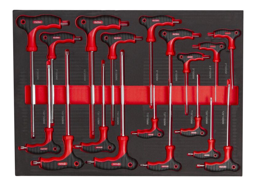 Sada T klíčů ve výplni do dílenského vozíku, 18 ks - VV017TK01