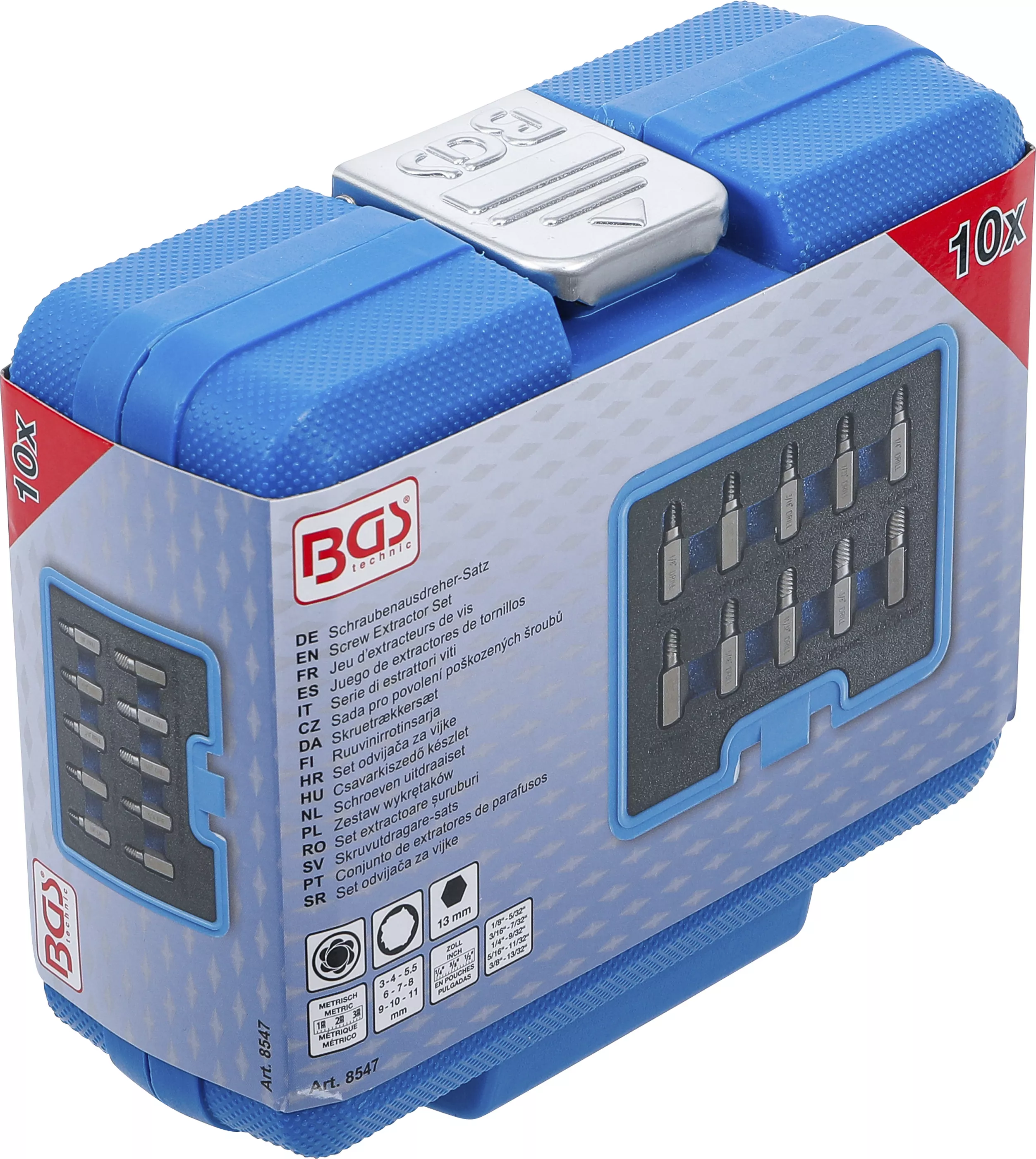 Uzavřený kufřík s extraktory šroubů BGS - B8547 Uzavřený kufřík s extraktory šroubů BGS - B8547