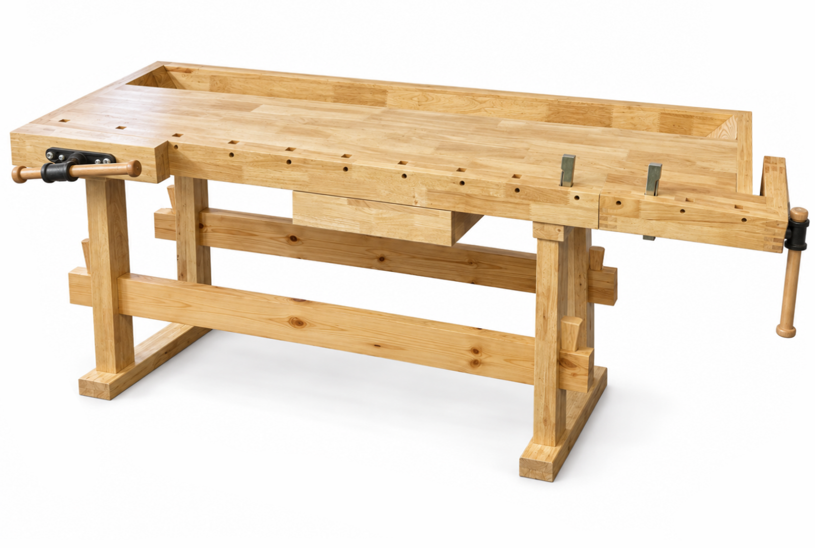 Hoblice PROFESIONAL se svěrákem Dřevěná hoblice PROFESIONAL se svěrákem o rozměrech 2110 × 775 × 815 mm