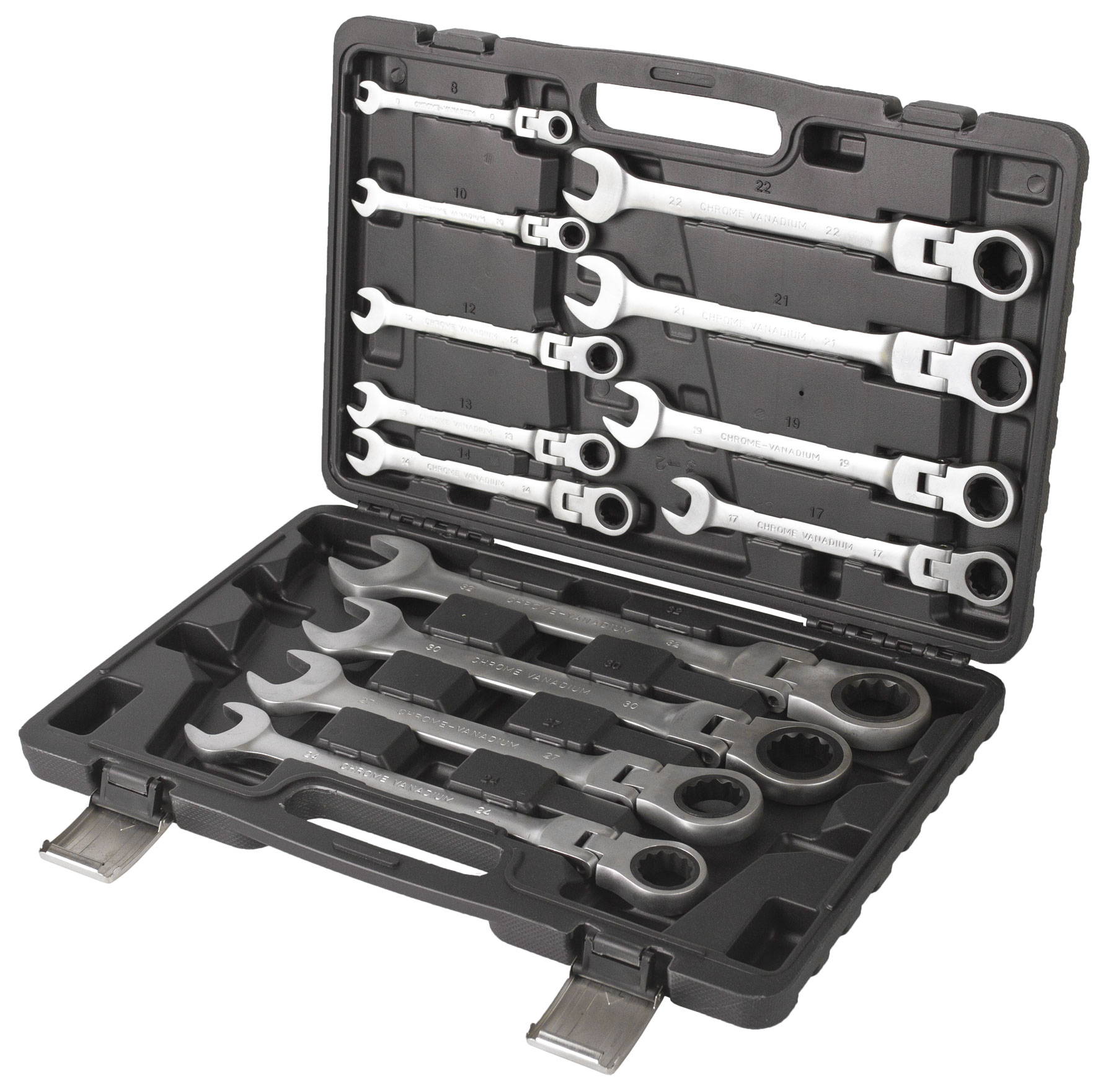 Sada ráčnových očkoplochých klíčů v kufru (flexibilní) 13 ks - AH121301