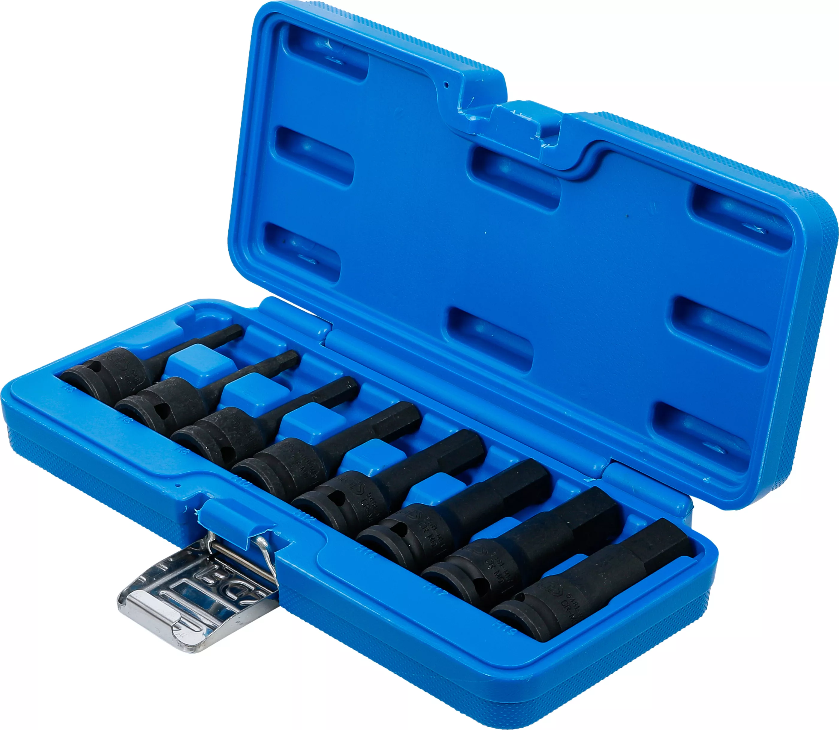 Sada vnějších rázových nástrčných klíčů HEX 1/2 palce 5–19 mm B5481 Sada rázových nástrčných klíčů HEX 1/2 palce 5 až 19 mm 8 ks BGS B5481