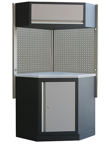 Sestava 9 ks dílenského nábytku PROFI GREY s nerezovou pracovní deskou