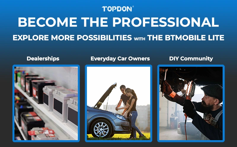 Příklady použití testeru autobaterií TOPDON BTMobile Lite